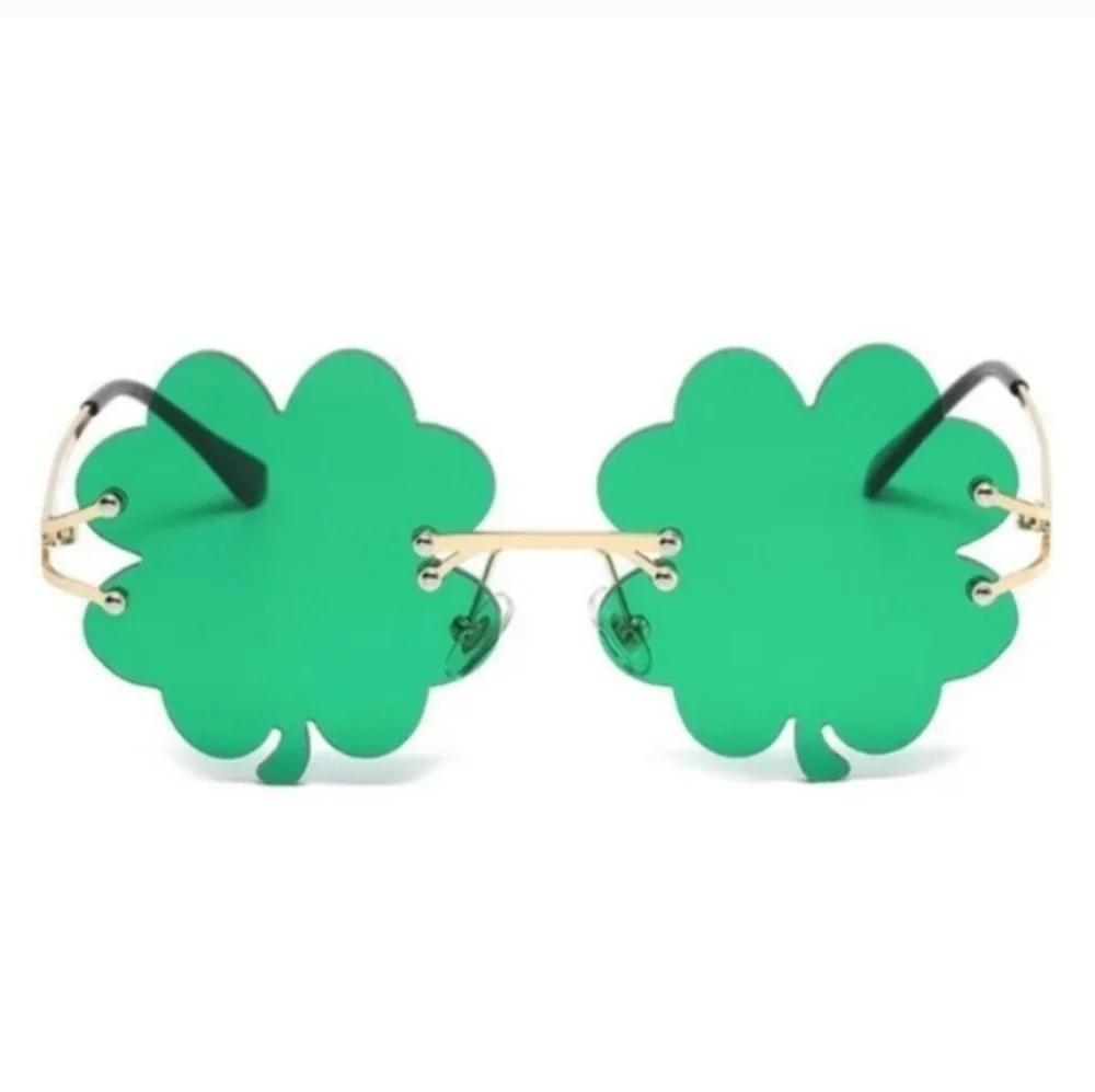 Unisex Fashion Green Clover Sunglasses